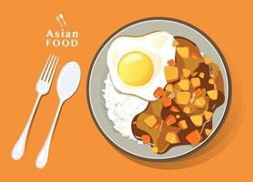 curry de comida japonesa con arroz ilustración vectorial vector