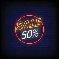 Sale 50 Percent Neon Signs Style Text Vector