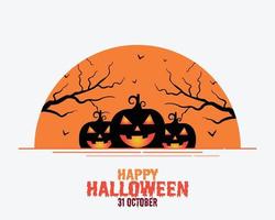 Happy Halloween With Pumpkin Flat Design vector