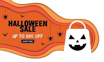 venta de halloween en plantilla de estilo de papel vector