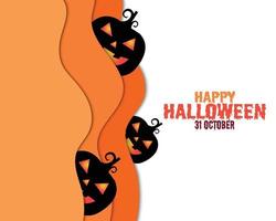 Happy Halloween With Pumpkin And Paper Wave vector