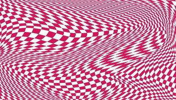 Pink and white distorted checkered background vector