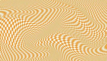 Orange and white distorted checkered background vector