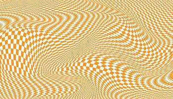 Orange and white distorted checkered background vector