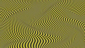 Black and yellow distorted checkered background vector