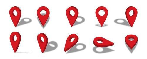 Location 3d icon illustration with different views and angles vector