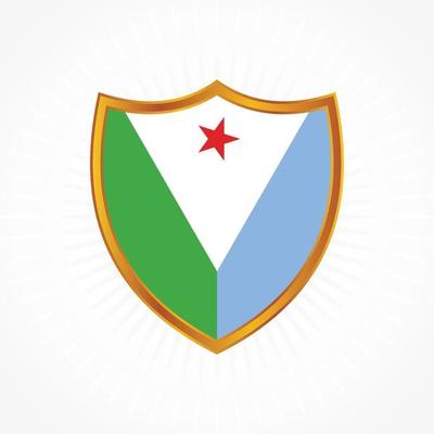 Djibouti flag vector with shield frame