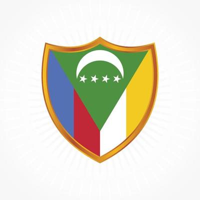 Comoros flag vector with shield frame