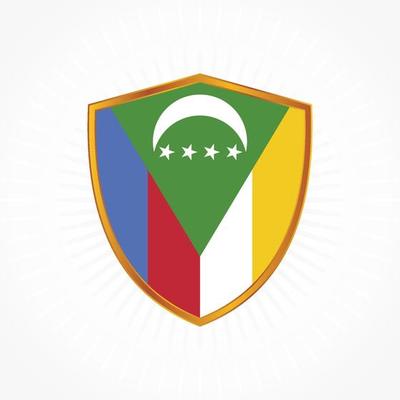 Comoros flag vector with shield frame