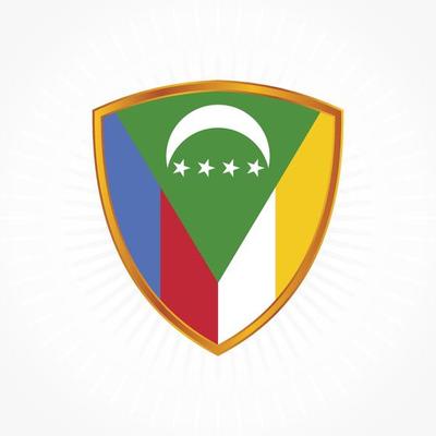 Comoros flag vector with shield frame