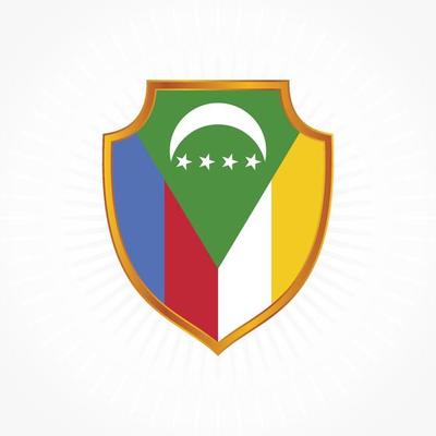 Comoros flag vector with shield frame