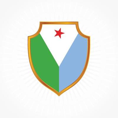 Djibouti flag vector with shield frame