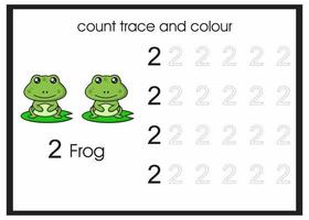 count trace and colour frog number 2 vector