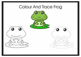 colour and trace frog vector