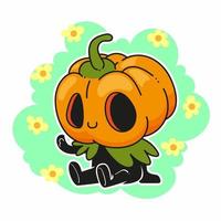 cute little jack o lantern run pose, halloween jack o lantern vector