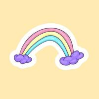 Colorful Hand Drawn Rainbow Illustration Stickers vector