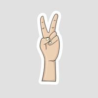 Hand Drawn Peace Hand Emoji Sticker vector