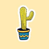 colorful hand drawn cactus stickers vector