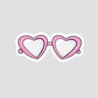 colorful hand drawn heart shaped glasses sticker vector