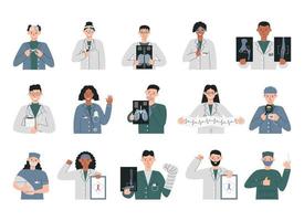 Group of different specializations doctors isolated vector