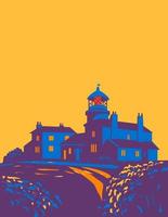 Caldey Lighthouse in Pembrokeshire Coast National Park UK Art Deco vector