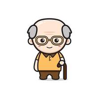 Cute grandfather character cartoon icon illustration vector