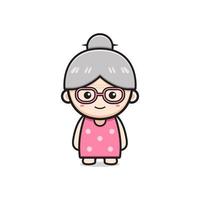 Cute grandmother character cartoon icon illustration vector