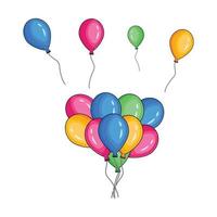 bunch of helium balloons. flying balloons. colorful balloons vector