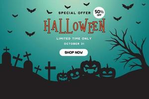 plantilla de promoción de banner de oferta especial de halloween vector