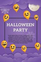 Halloween party with scary face balloon background vector