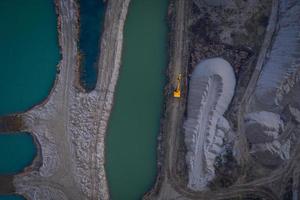 Aerial photo of a yellow digger