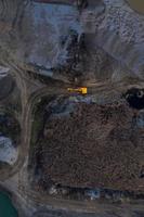 Aerial photo of a yellow digger