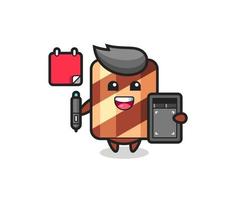 Illustration of wafer roll mascot as a graphic designer vector