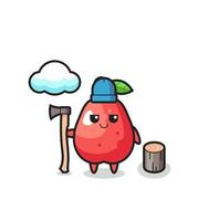 Character cartoon of water apple as a woodcutter vector