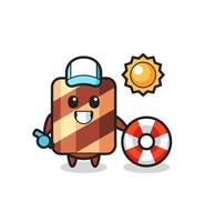 Mascot character of wafer roll as a scientist vector