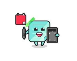 Illustration of sticky notes mascot as a graphic designer vector