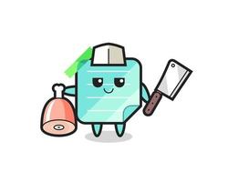 Illustration of sticky notes character as a butcher vector