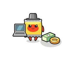 Mascot Illustration of snack as a hacker vector