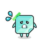 sticky notes mascot character with afraid gesture vector