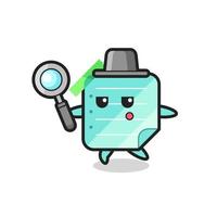 sticky notes cartoon character searching with a magnifying glass vector