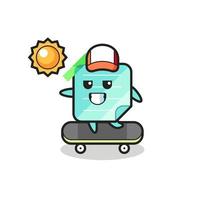 sticky notes character illustration ride a skateboard vector