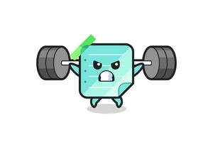 sticky notes mascot cartoon with a barbell vector