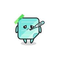 sticky notes mascot character with fever condition vector