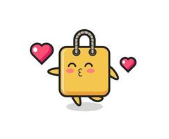 shopping bag character cartoon with kissing gesture vector