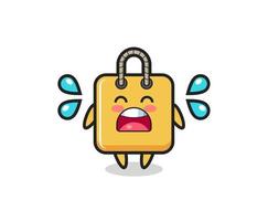 shopping bag cartoon illustration with crying gesture vector