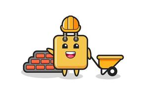 Cartoon character of shopping bag as a builder vector