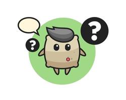 Cartoon Illustration of sack with the question mark vector