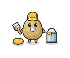 Character Illustration of potato as a painter vector