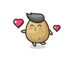 potato character cartoon with kissing gesture vector