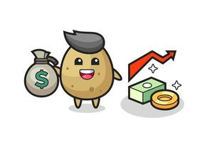 potato illustration cartoon holding money sack vector